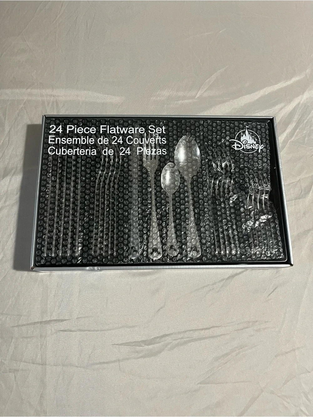Disney Mickey Mouse 24-Piece Stainless Steel Flatware Set - Silver New in Box